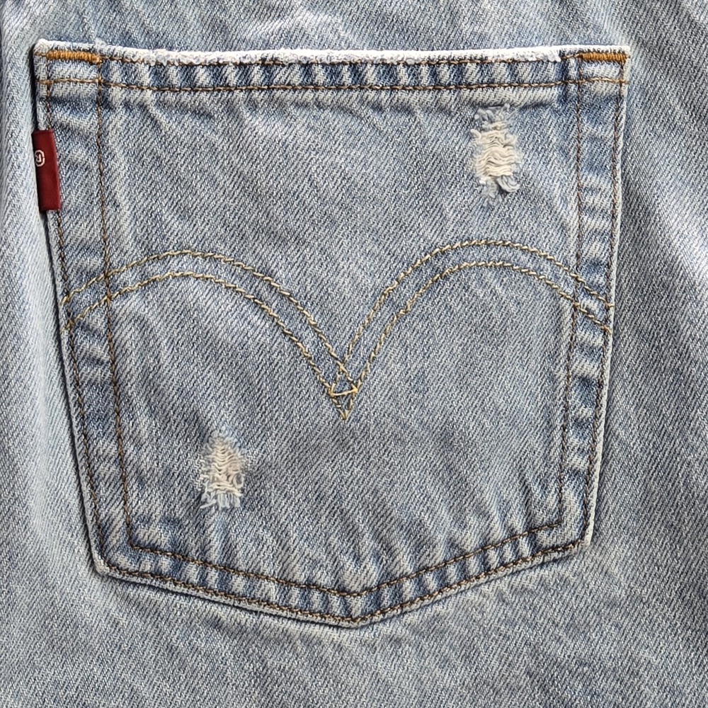 Levi's 501 Shorts W25 Light Blue Denim Cutoff Frayed Zipper High Rise - Picture 10 of 10
